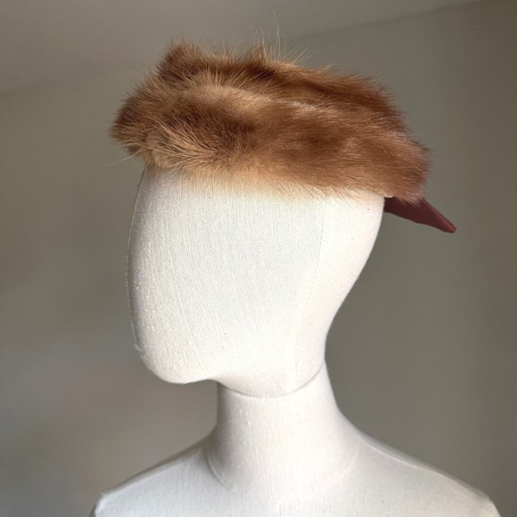 Accessories - Vintage 50s Genuine Fur Pillbox Hat with Satin Bow Retro Polished Jackie O Glam